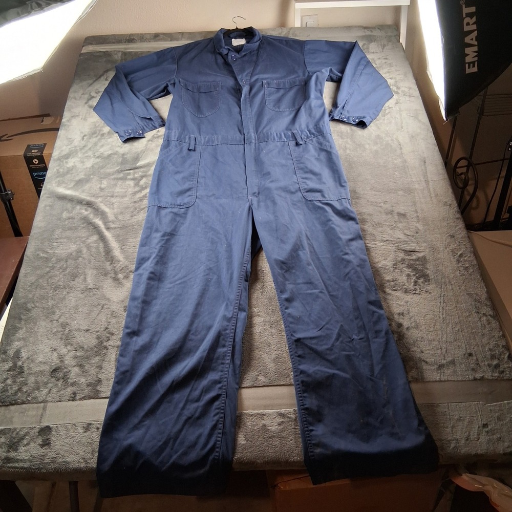 American Apparel Utility Coveralls Mens 52R Navy Blue Military Issue Workwear - Picture 4 of 9